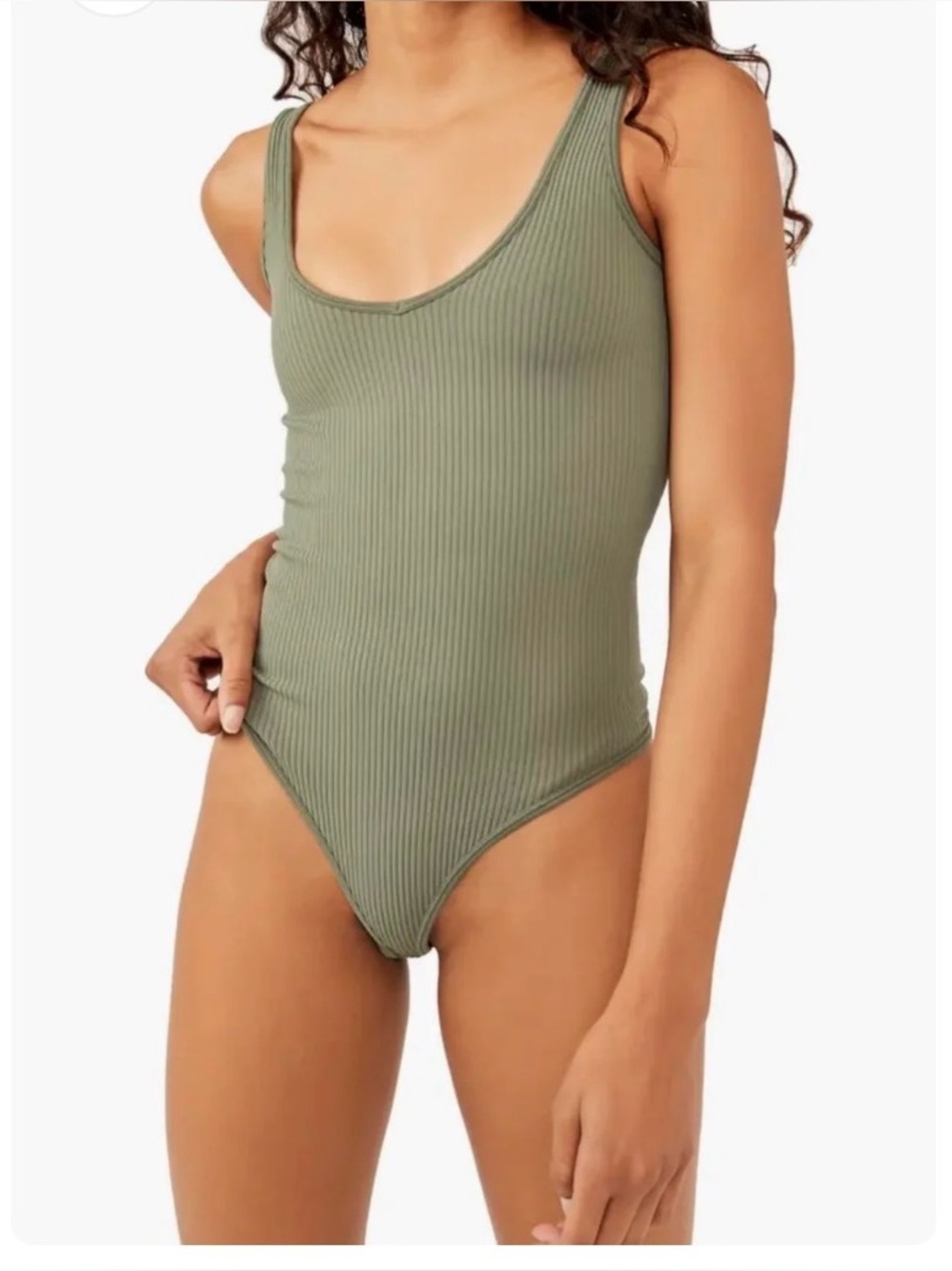 Free People Ribbed Bodysuit Army Green XS/S NWT